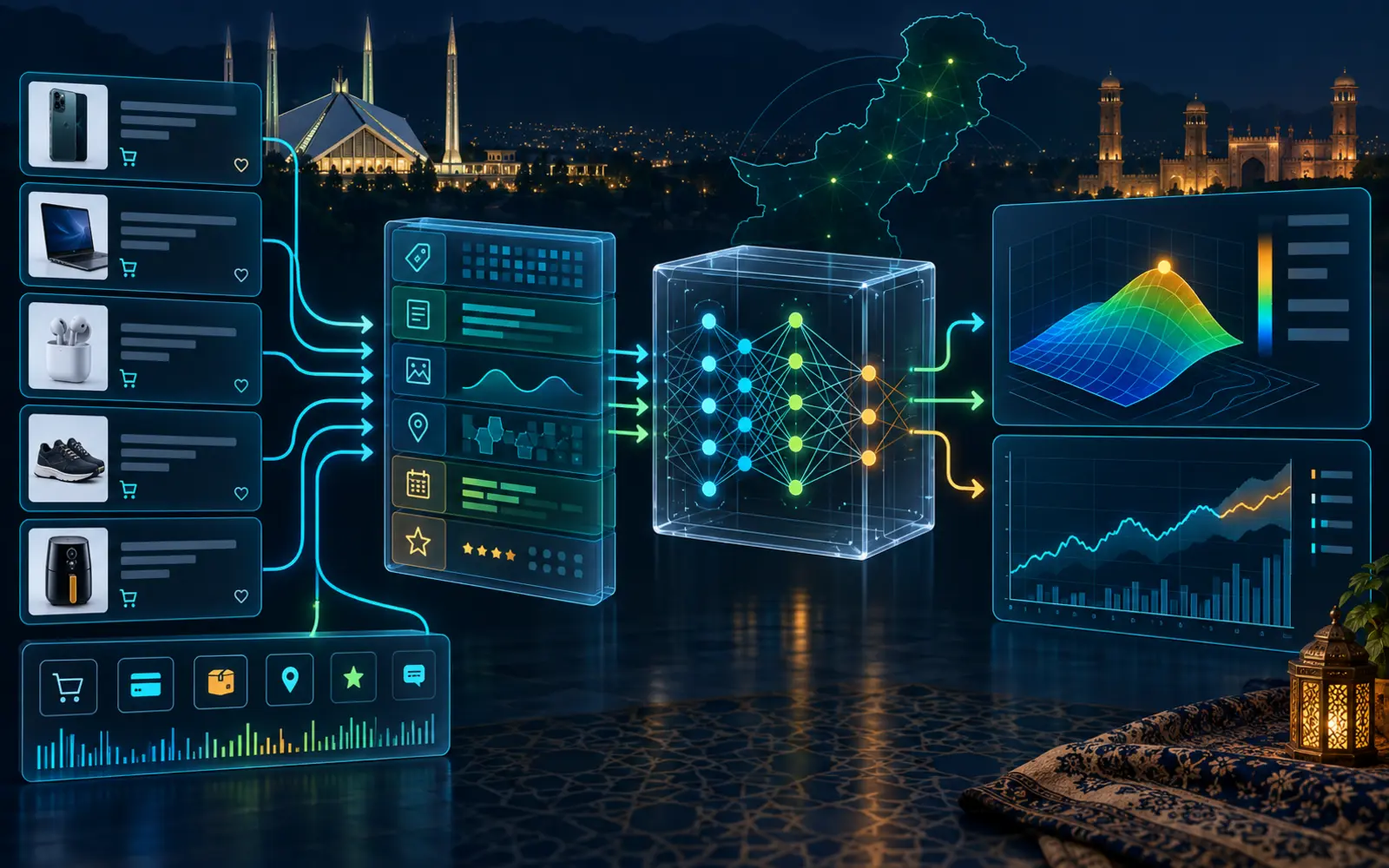 Pakistan E-commerce Price Prediction — abstract e-commerce price prediction workflow diagram